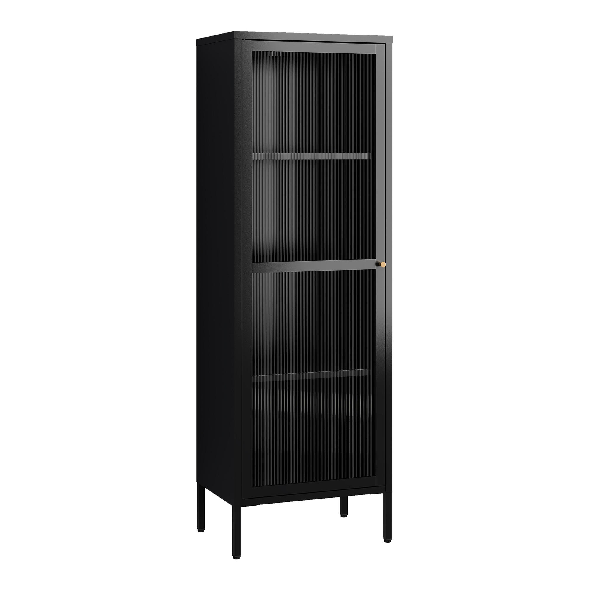 VITRINENSCHRANK Säkylä - Schwarz, Glas/Metall (50/150/35cm) - [en.casa]