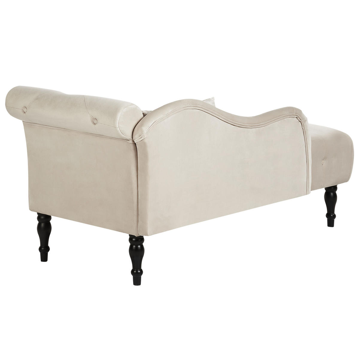 ČALOUNĚNÉ LEHÁTKO CHAISE LONGUE PRAVOSTRANNÉ Sametová látka Světle béžové Ivry - černá/béžová, textil (152/72/62cm) - Beliani