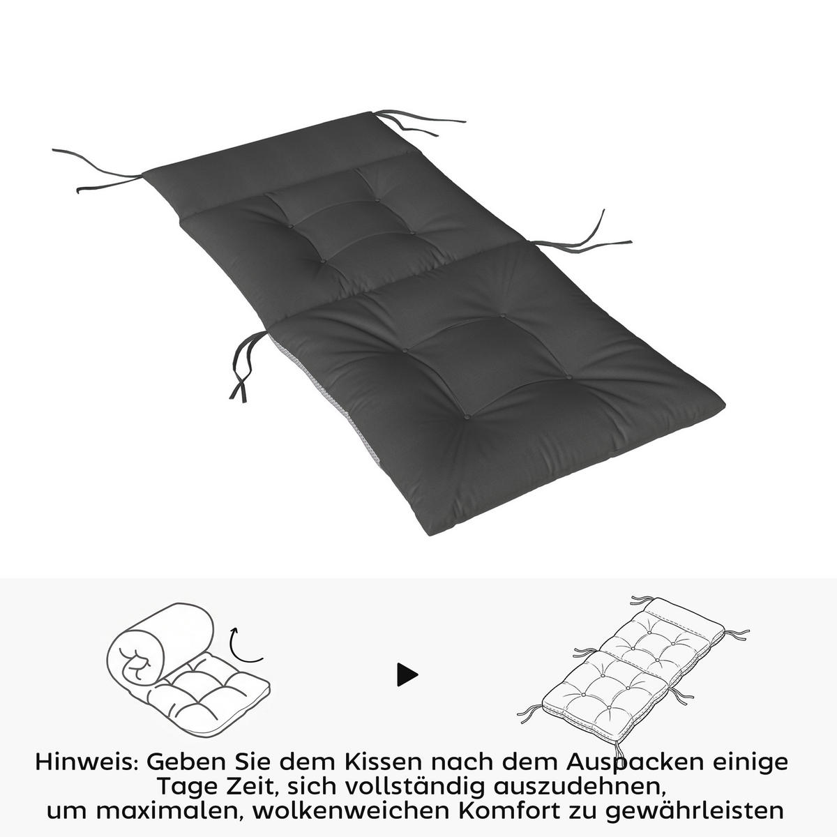 SADA 4 SEDACÍCH POLŠTÁŘŮ z polyesteru, tmavě šedá - tmavě šedá, textil (111.5/53/8cm) - Outsunny