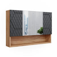 BADSPIEGELSCHRANK Irma Goldkraft Eiche 80.1 x 55 cm - Anthrazit/Eiche Wotan, Holzwerkstoff (80.1/55/17cm) - Vicco