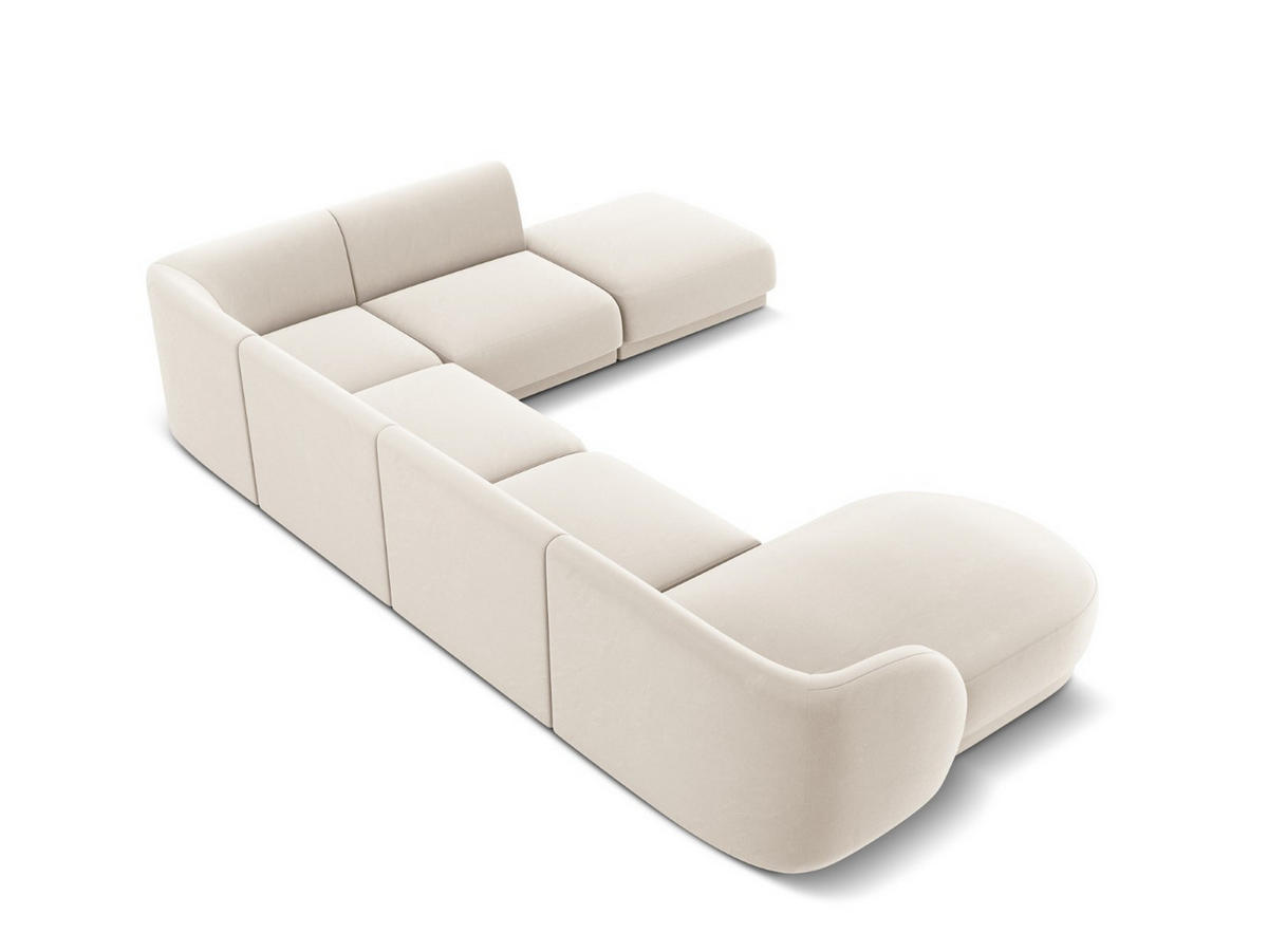 PANORAMASOFA rechts Miley aus Samt leichtes beige 6 Sitzplätze - Beige, Textil (255/70/330cm) - Micadoni