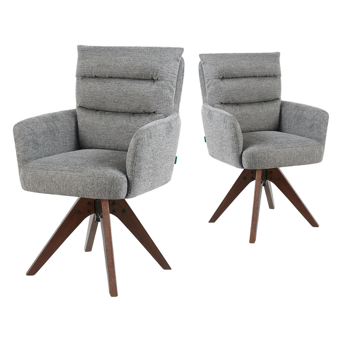 ARMLEHNSTUHL Mika-Juna 2er-Set - Nussbaumfarben/Grau, Eichenholz/Holz (59/94/66cm) - DUBI Möbel