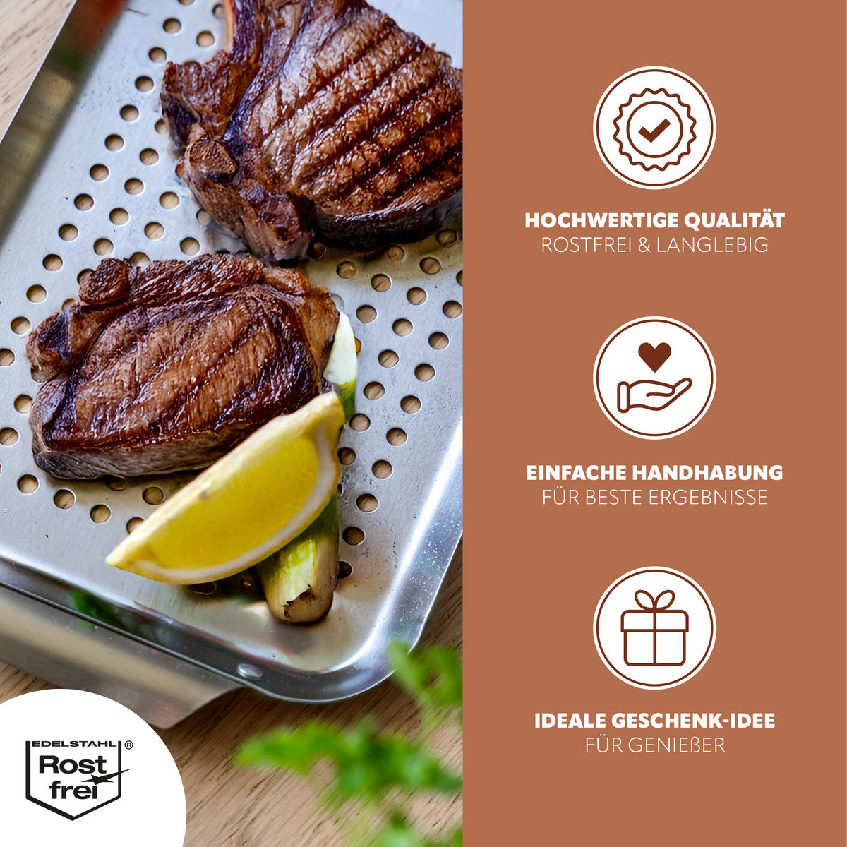 GRILLPLATTE 2er-Set, silber, Edelstahl - Edelstahlfarben, Metall (32/1.5/18.5cm) - bremermann