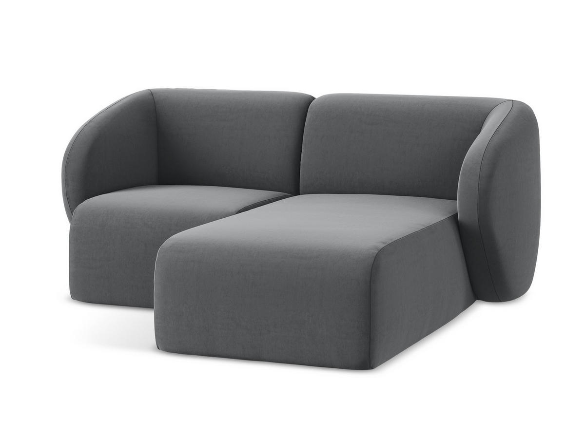 ECKSOFA Rechts Samt Stoff Grau - Edelstahlfarben/Schwarz, Holzwerkstoff/Kunststoff (178/166cm) - Makamii