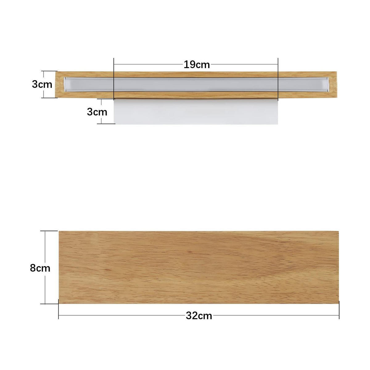 LED WANDLEUCHTE Edel - Braun, Holzwerkstoff (8/3/32cm) - Nettlife