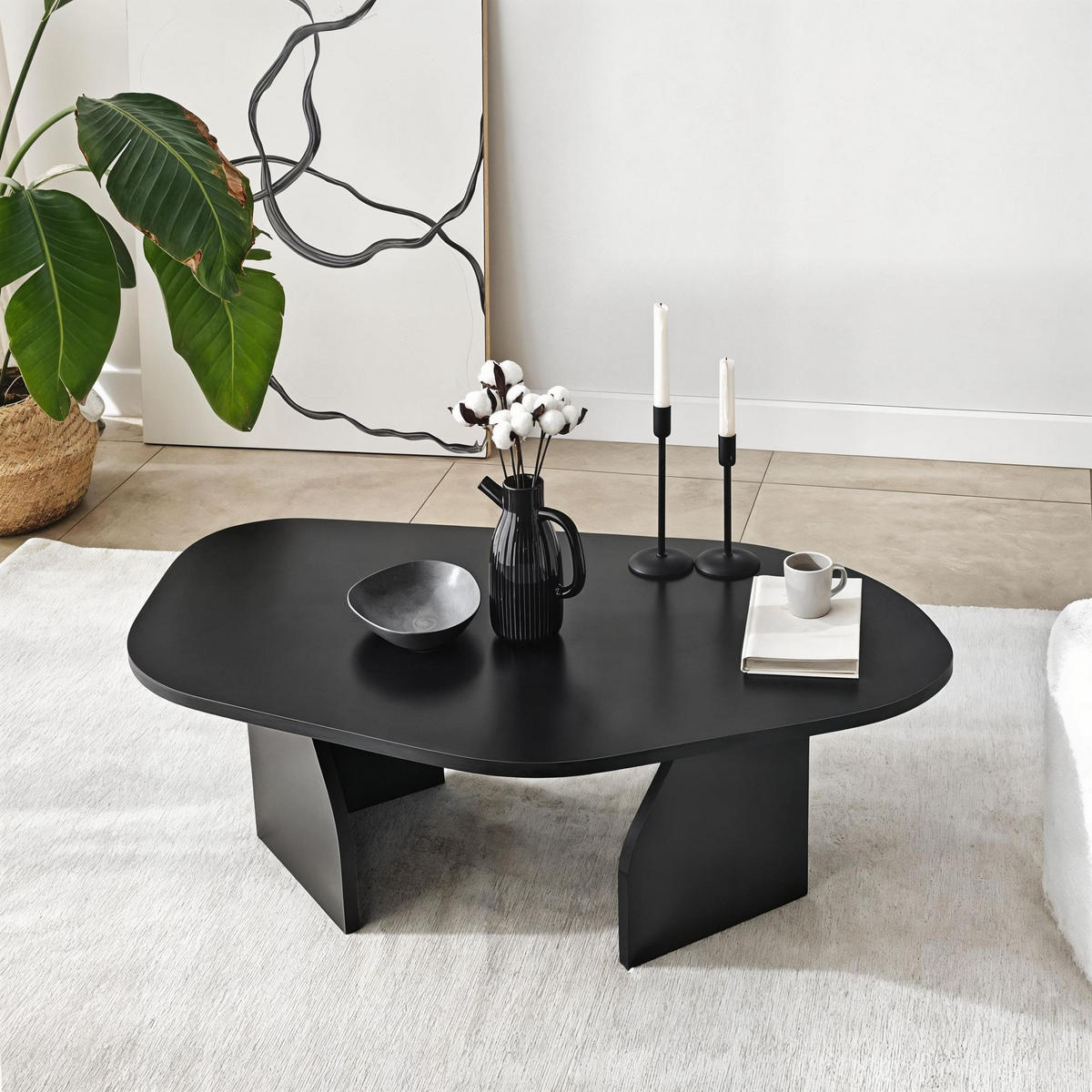 COUCHTISCH rock Schwarz - Schwarz, Holz (100/60/35cm) - Habitat Garten