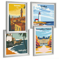 BILDER SET 4er Set - 50x50 cm & 40x60 cm Silberner Rahmen - Blicke auf berühmte Orte am Meer - Silberfarben, Kunststoff (50/50cm) - TULUP