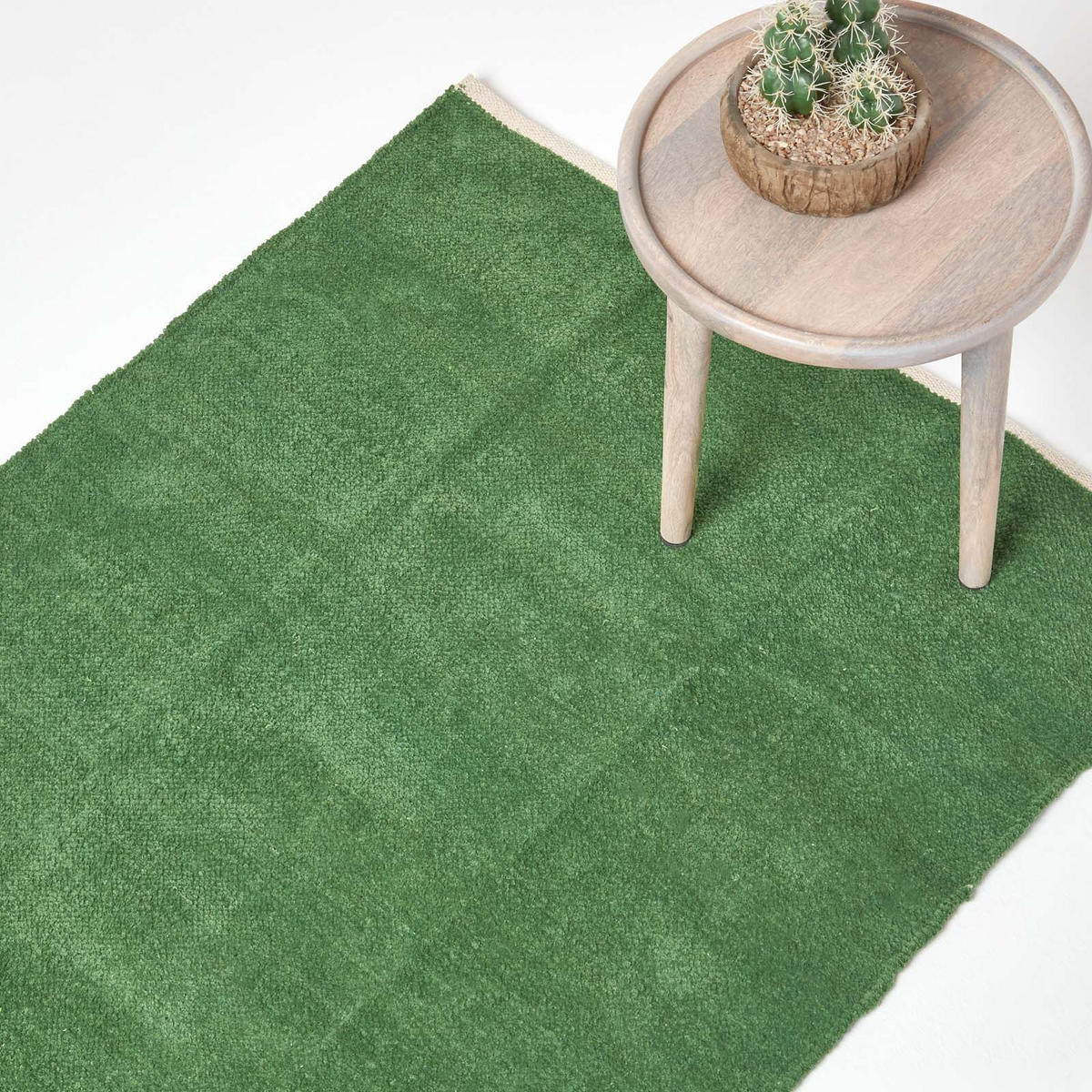 HANDWEBTEPPICH Chenille 60/100 cm - Dunkelgrün, Textil (60/100cm) - Homescapes