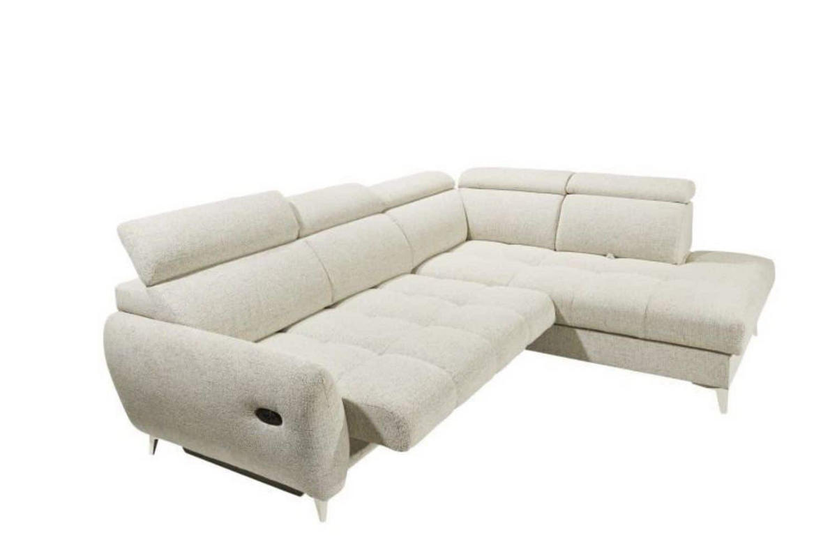 ECKSOFA mit elektrischer Sitztiefenverstellung und Bettkasten - Taupe/Chromfarben, Holz/Holzwerkstoff (216/282cm) - ed exciting design