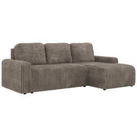 ECKSOFA NESSARO L Hellbraun Cord - Rechts Seite - Hellbraun/Schwarz, Kunststoff/Textil (151/244cm) - MKS