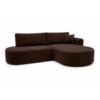 ECKSOFA Mit Schlaffunktion Und Bettkasten, Cordstoff Poso, Braun, Rechts, ROUND ONE OPEN XL - Braun, Holz (262/175cm) - Kaiser Möbel
