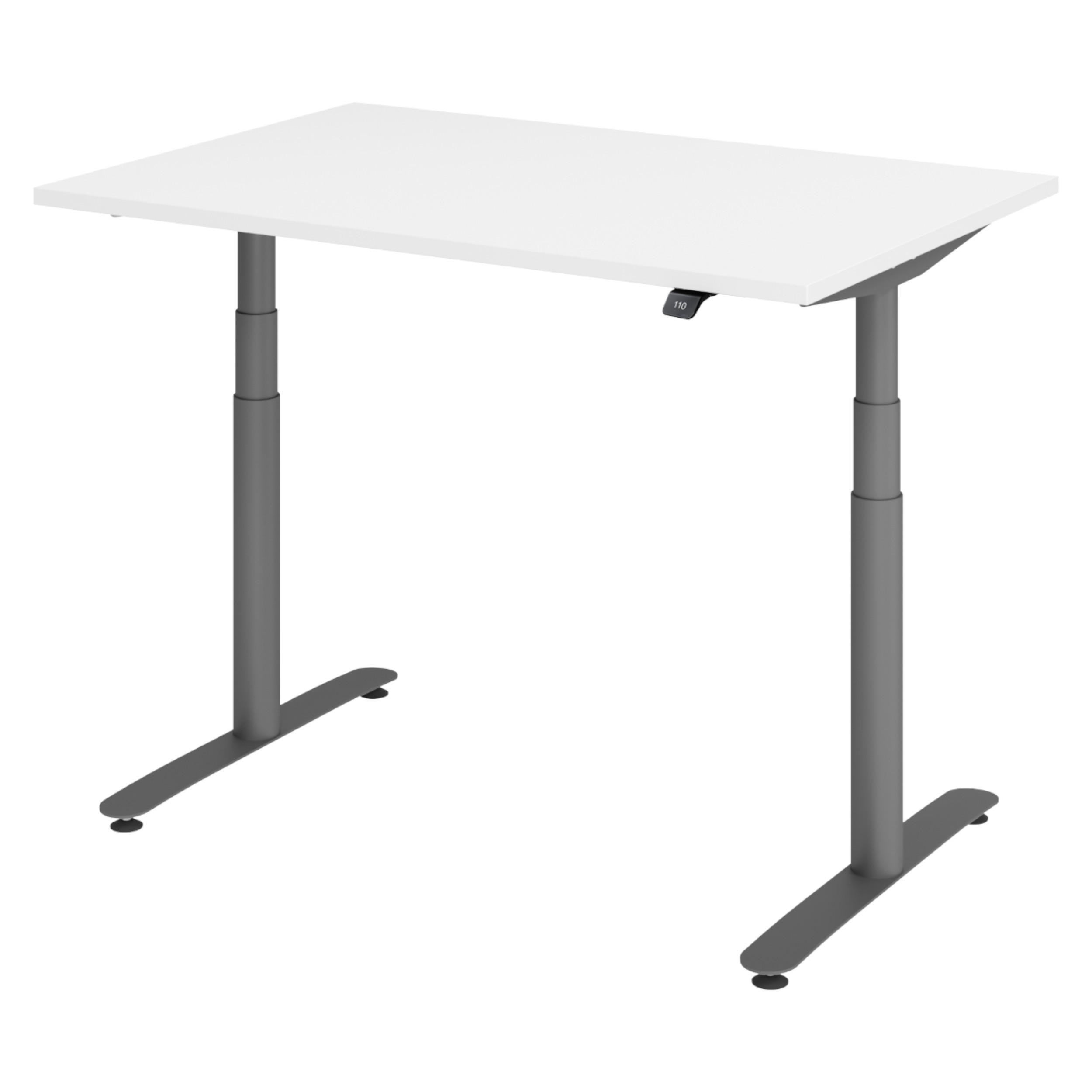 SCHREIBTISCH elektrisch Bluetooth & App XDLR 120/80/72 cm in Weiß/Graphitfarben - Graphitfarben/Weiß, Holzwerkstoff (120/80/72cm) - bümö
