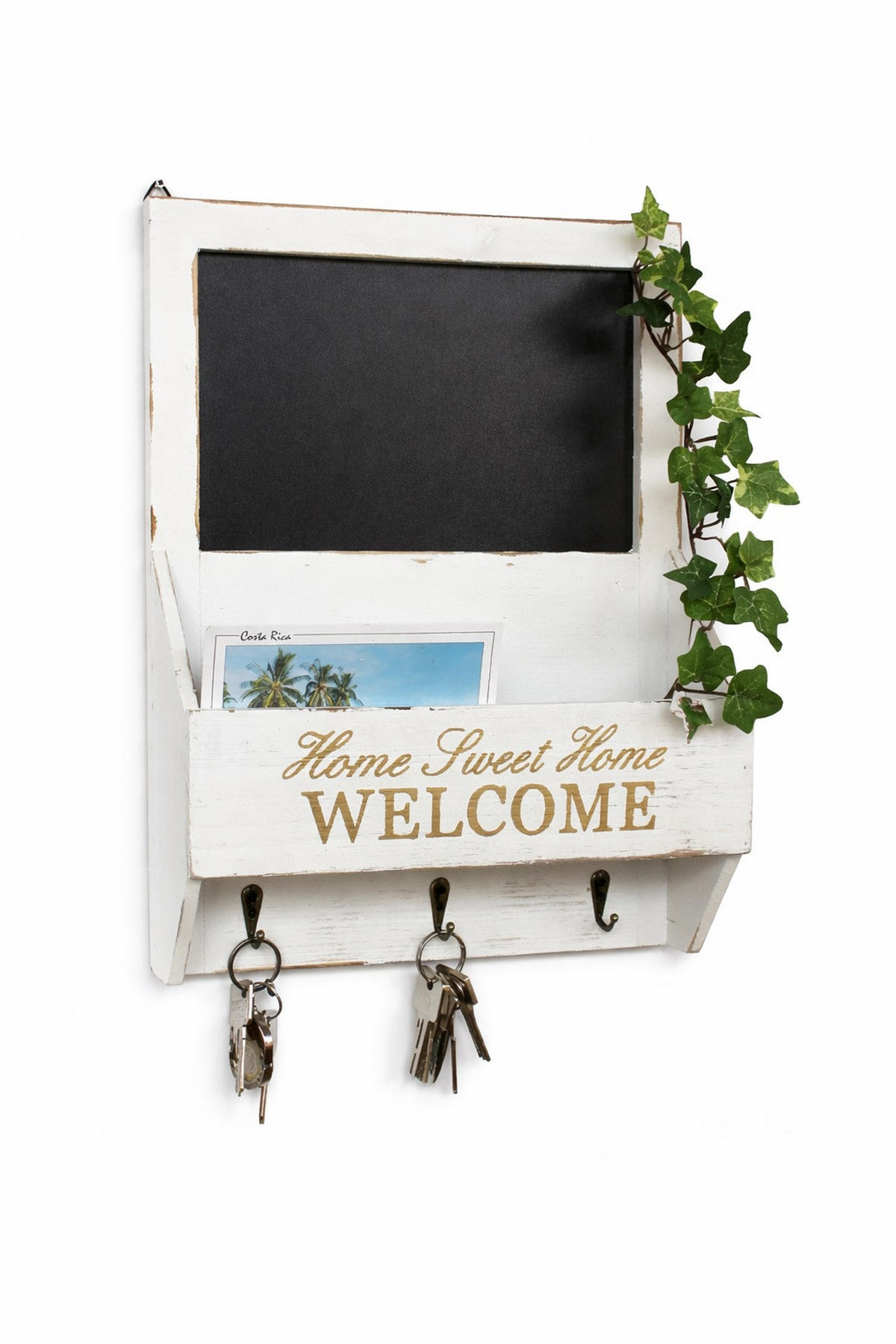 SCHLÜSSELBOARD mit Ablage Holz Weiß 30/8,5/40 cm - Weiß, Holz (30/40/8.5cm) - DanDiBo