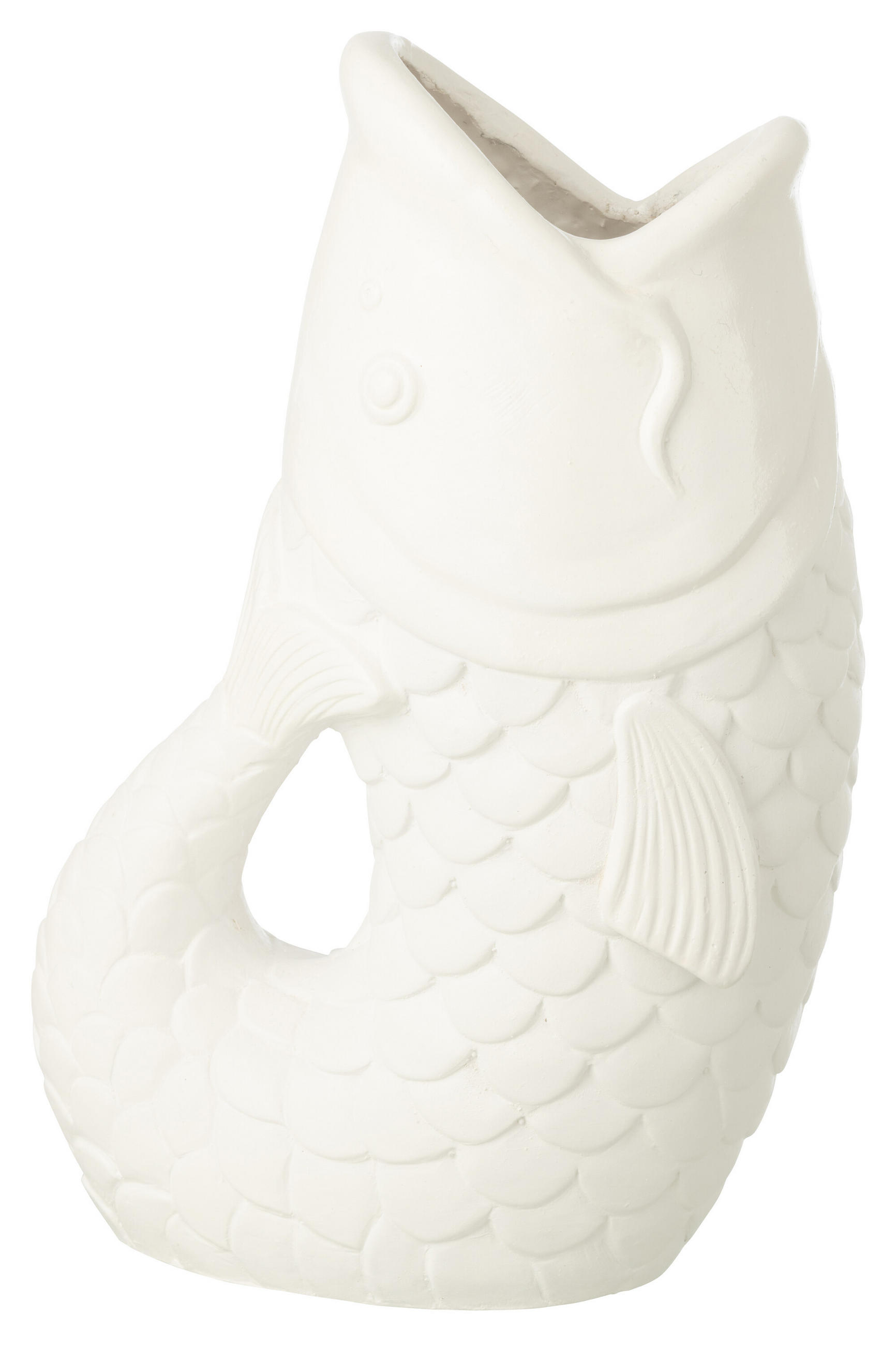 BLUMENTOPF FISCH AUßENBEREICH Weiß - Weiß, Glas/Naturmaterialien (18/45cm) - J-Line