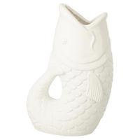 BLUMENTOPF FISCH AUßENBEREICH Weiß - Weiß, Glas/Naturmaterialien (18/45cm) - J-Line