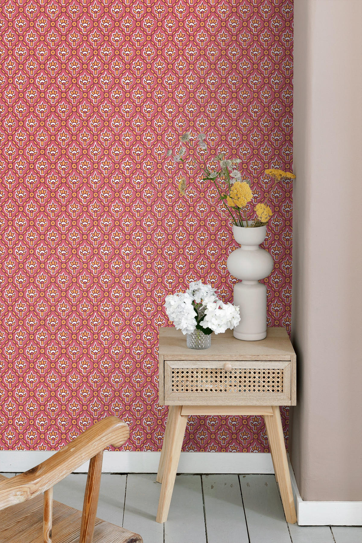 TAPETE Blumenmuster 50 x 900 cm - Pink, Papier (50/900cm) - ESTAhome