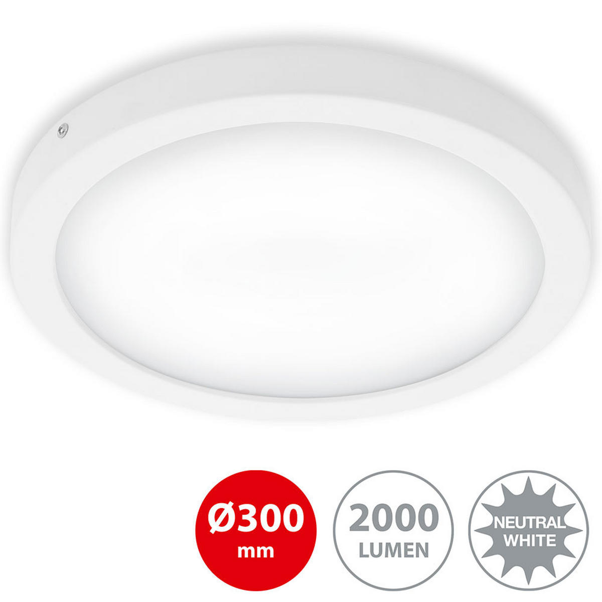 LED DECKENPANEEL Weiß 30 cm - Weiß, Metall (30/30/3.2cm) - Briloner