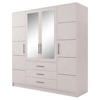 DREHTÜRENSCHRANK Bali 4-Türen, mit 3 Schubladen und Spiegel, Kaschmir - Kaschmir, Holzwerkstoff (196/200/58cm) - Beautysofa