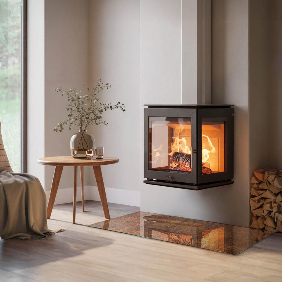 GLASPLATTE für Kamin 120x60 cm - Braun, Glas (120/60/0.4cm) - TULUP