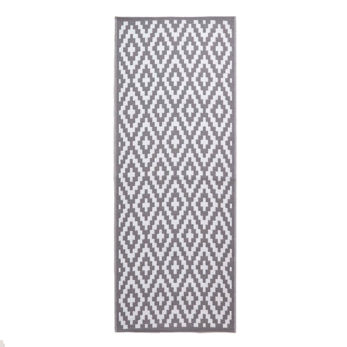 OUTDOORTEPPICH-LÄUFER Zoe geometrisch gemustert 75/200 cm - Grau, Kunststoff (200/75cm) - Homescapes