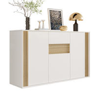 SIDEBOARD 140x40x82cm Weiß mit LED und 3 Türen - Weiß/Naturfarben, Holzwerkstoff (140/82/40cm) - FLIEKS