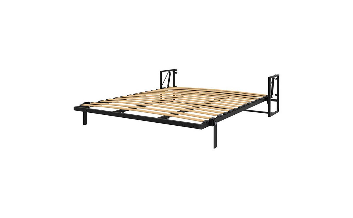 WANDBETT Morphy Classik Modulares SizeFlex- und TypeFlex-System - 160x200 Vertikal - Schwarz, Holz/Metall (160/200cm) - WallBedKing