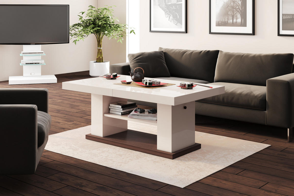 COUCHTISCH rechteckig Cappuccino Hochglanz 120/50/70 cm - Cappuccino, Holzwerkstoff (70/120/50cm)