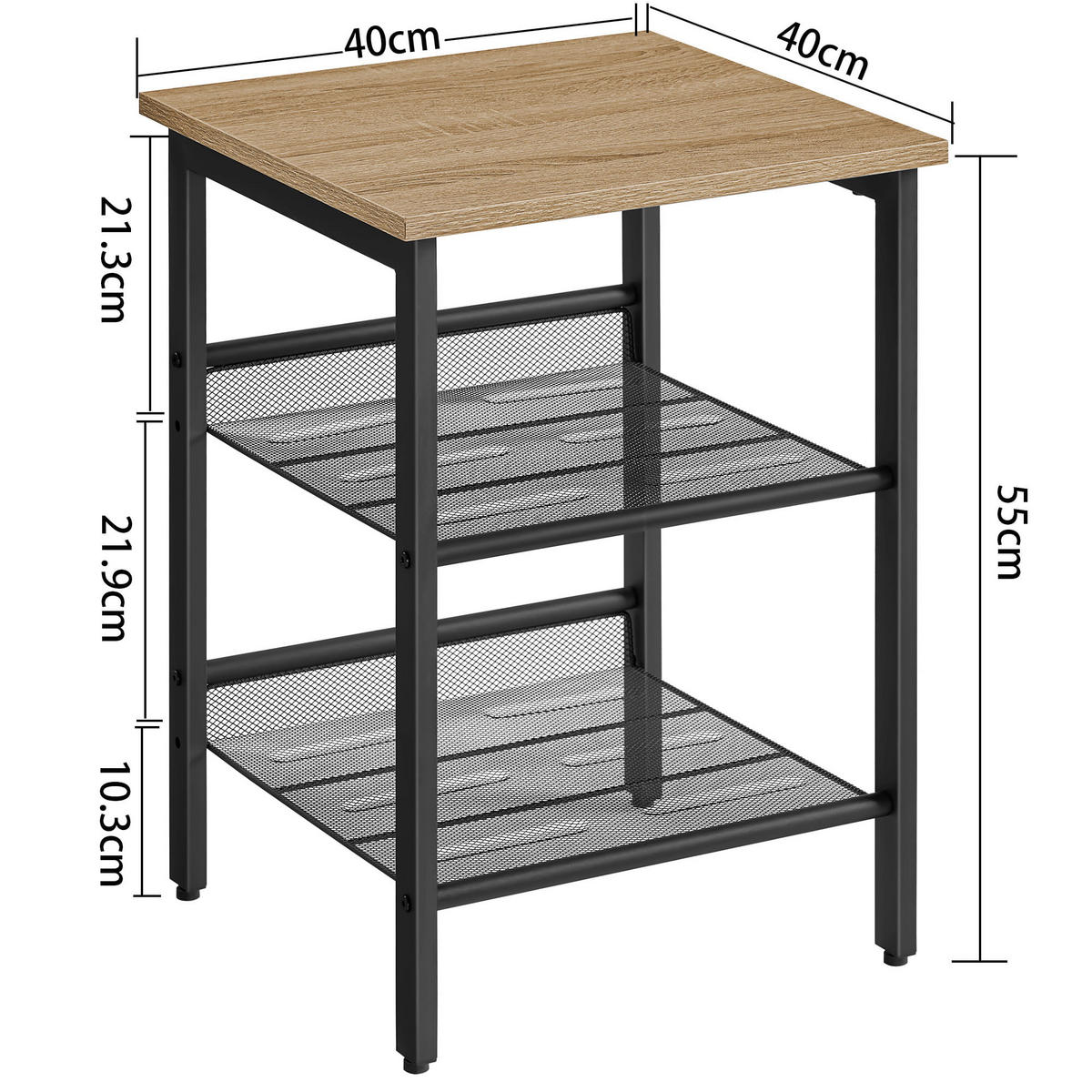 BEISTELLTISCH/NACHTTISCH - Schwarz/Sonoma Eiche, Metall (40/40/55cm) - A2A Home