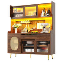 BUFFET Buffetschrank MDF LED App Steuerung Lochwand Anti-Kipp System Stauraum 145/39/171 modern - Goldfarben/Braun, Glas/Holzwerkstoff (145/171/39cm) - EVRYAE