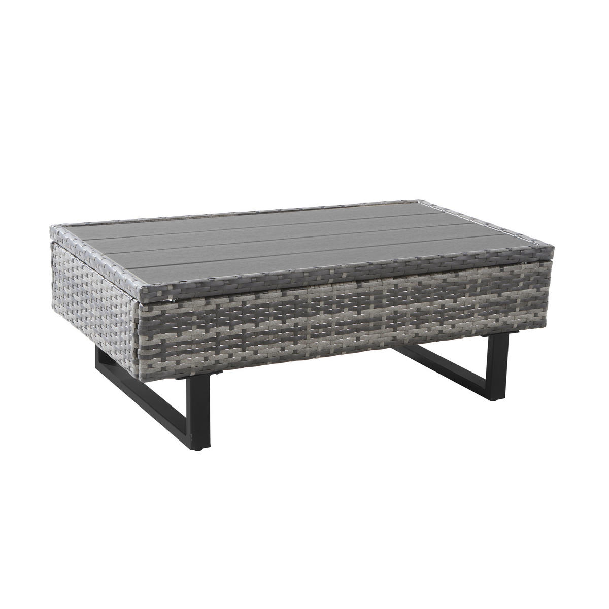 GARTENSET 243x187x64cm grau aus Rattan und Stahl, verstellbar und modular - Grau, Metall - Modfu
