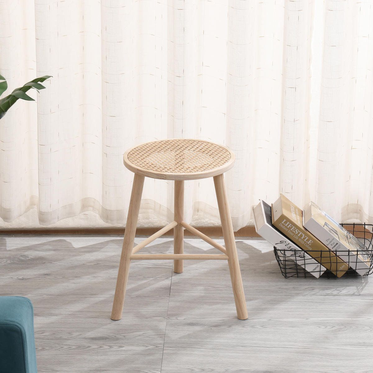 POUF Rattan Braun - Braun, Holz (31/45.5/31cm) - Nordlys