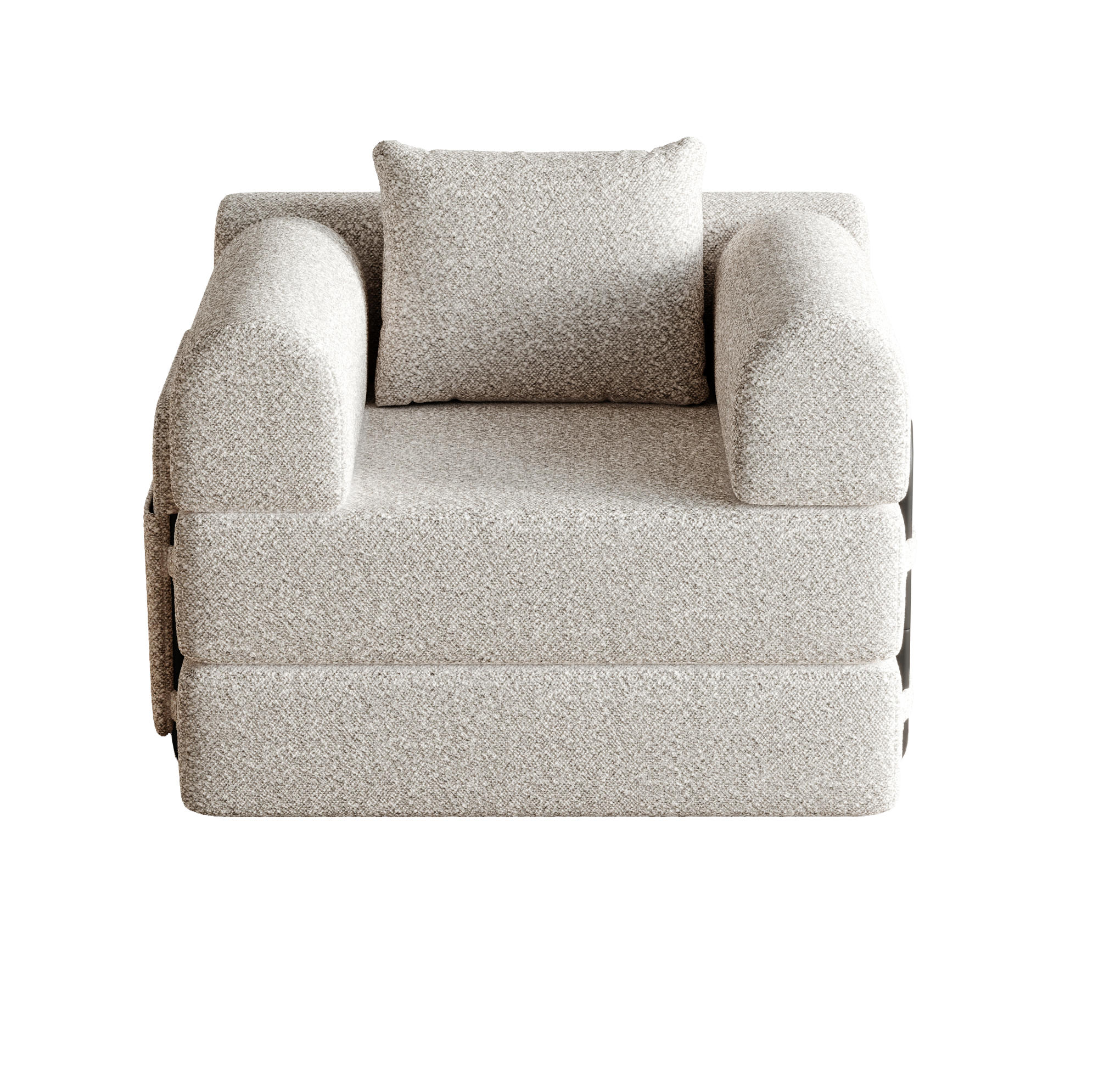 SCHLAFSOFA aus Chenille in Khaki – 2-in-1 mit Stauraum in der Armlehne - Naturfarben, Textil (181.6/49.5/94cm) - BEAOK