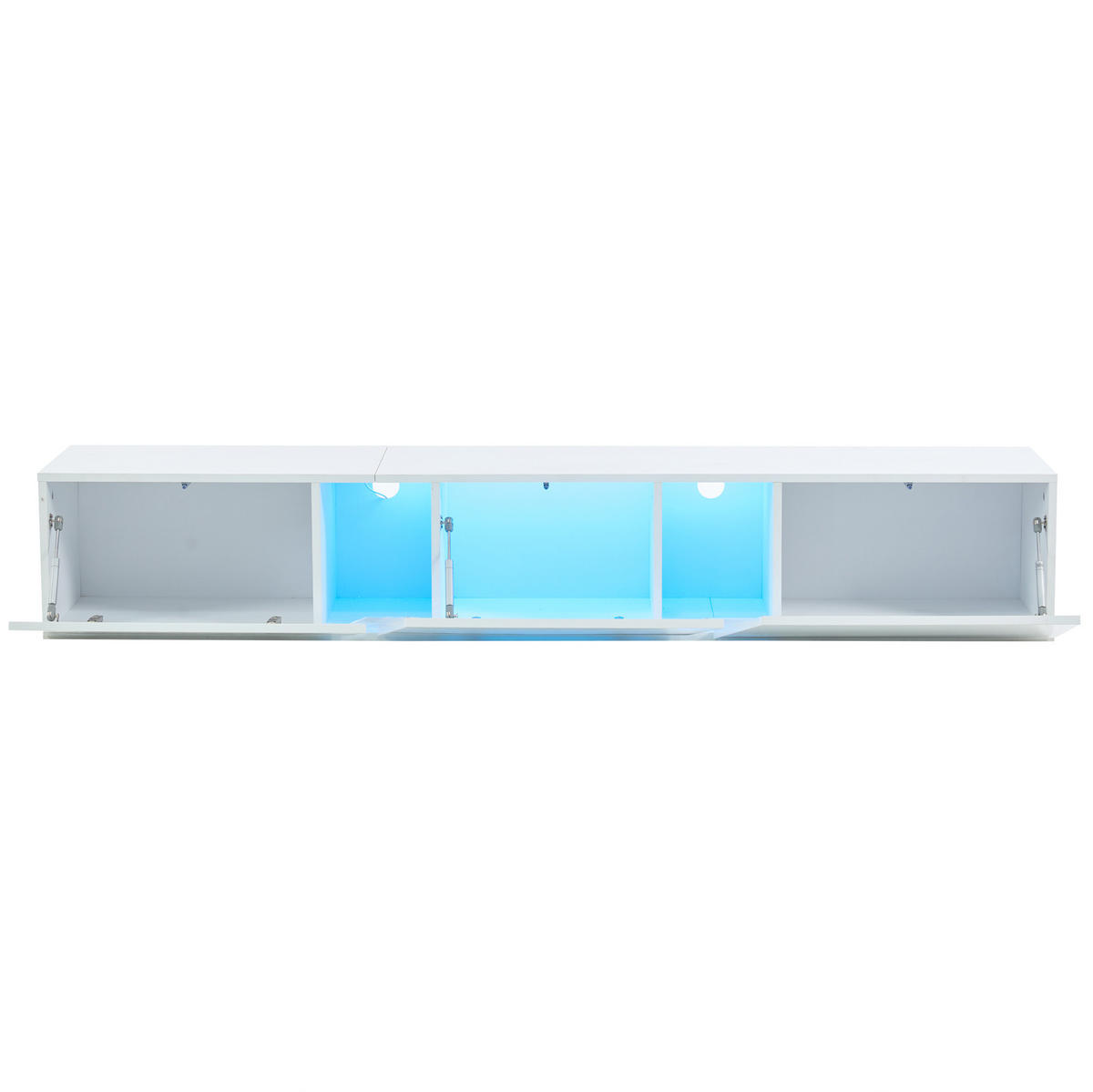 TV-SCHRANK wandmontiert 180 x 35 x 30 cm Hochglanz Weiß mit LED - Weiß, Holzwerkstoff (35/30/180cm) - Beauniv