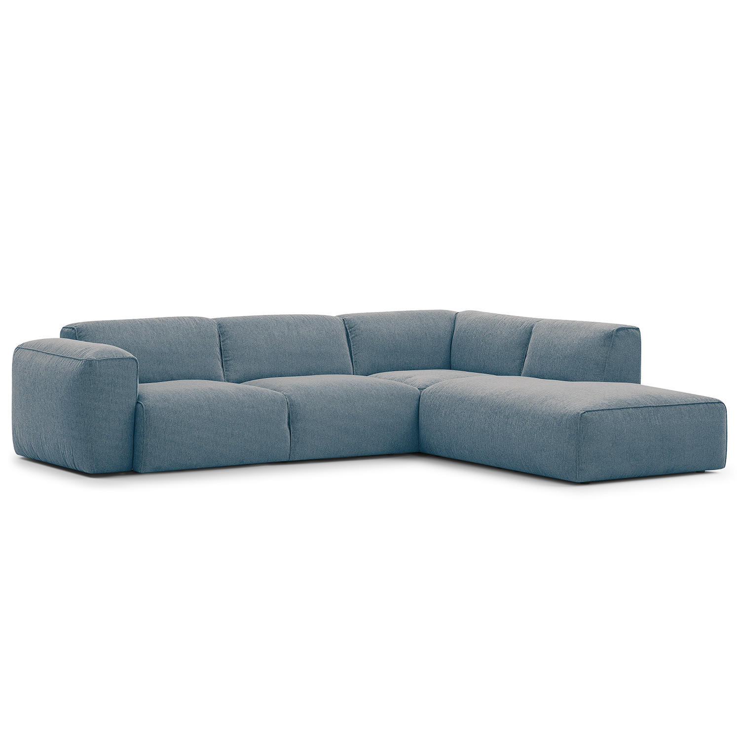 3-SITZER ECKSOFA mit Recamiere - Blaugrau/Schwarz, Kunststoff/Textil (295/231cm) - home24