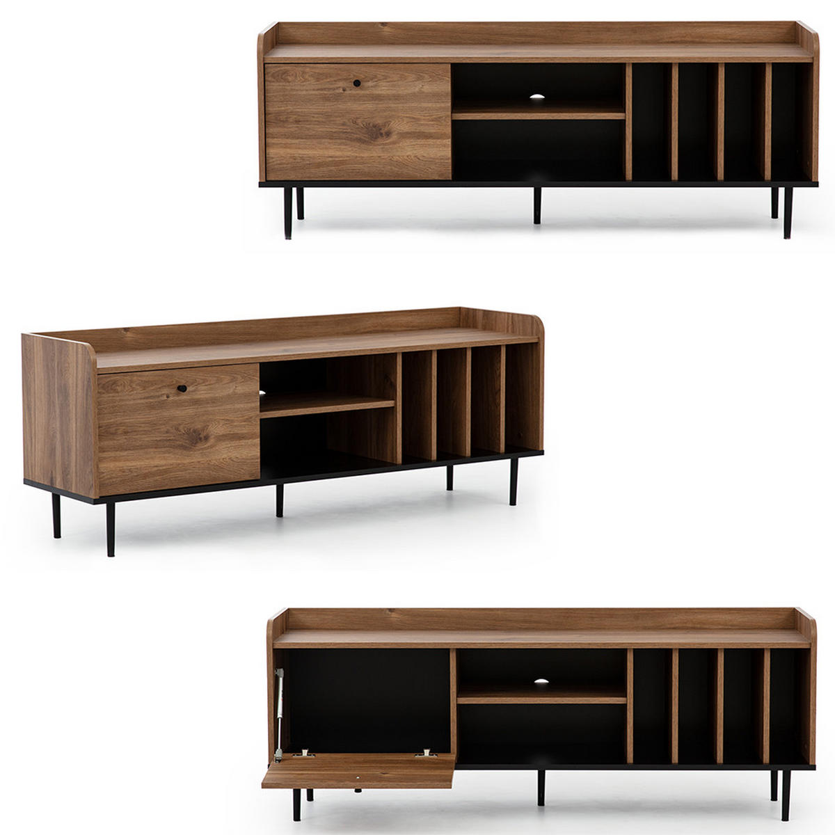 WOHNZIMMER-SET 3-TLG. Varedo-132 - Braun, Holzwerkstoff (255/180/40cm) - Lomado