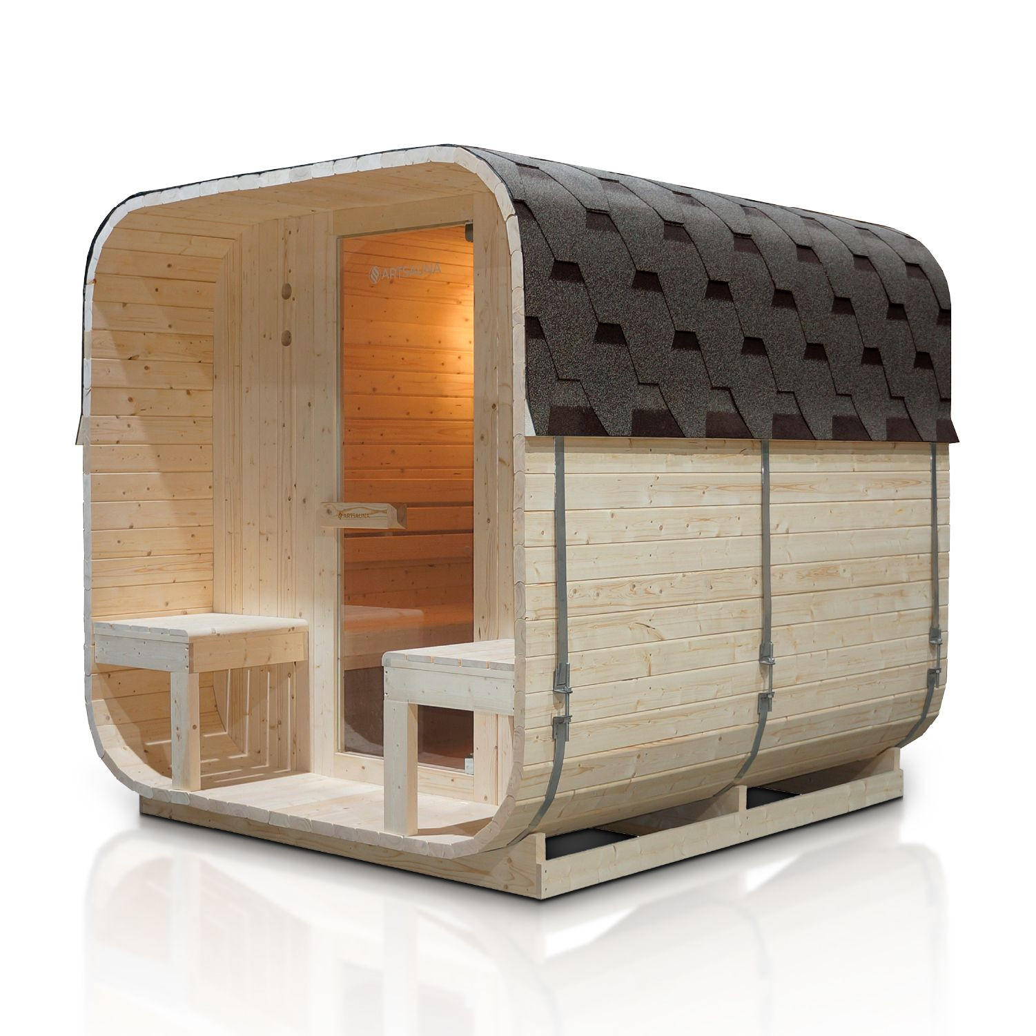 FASSSAUNA Nolvik XXL inkl. Zubehör-Set - Naturfarben, Holz (186/194/220cm) - Artsauna