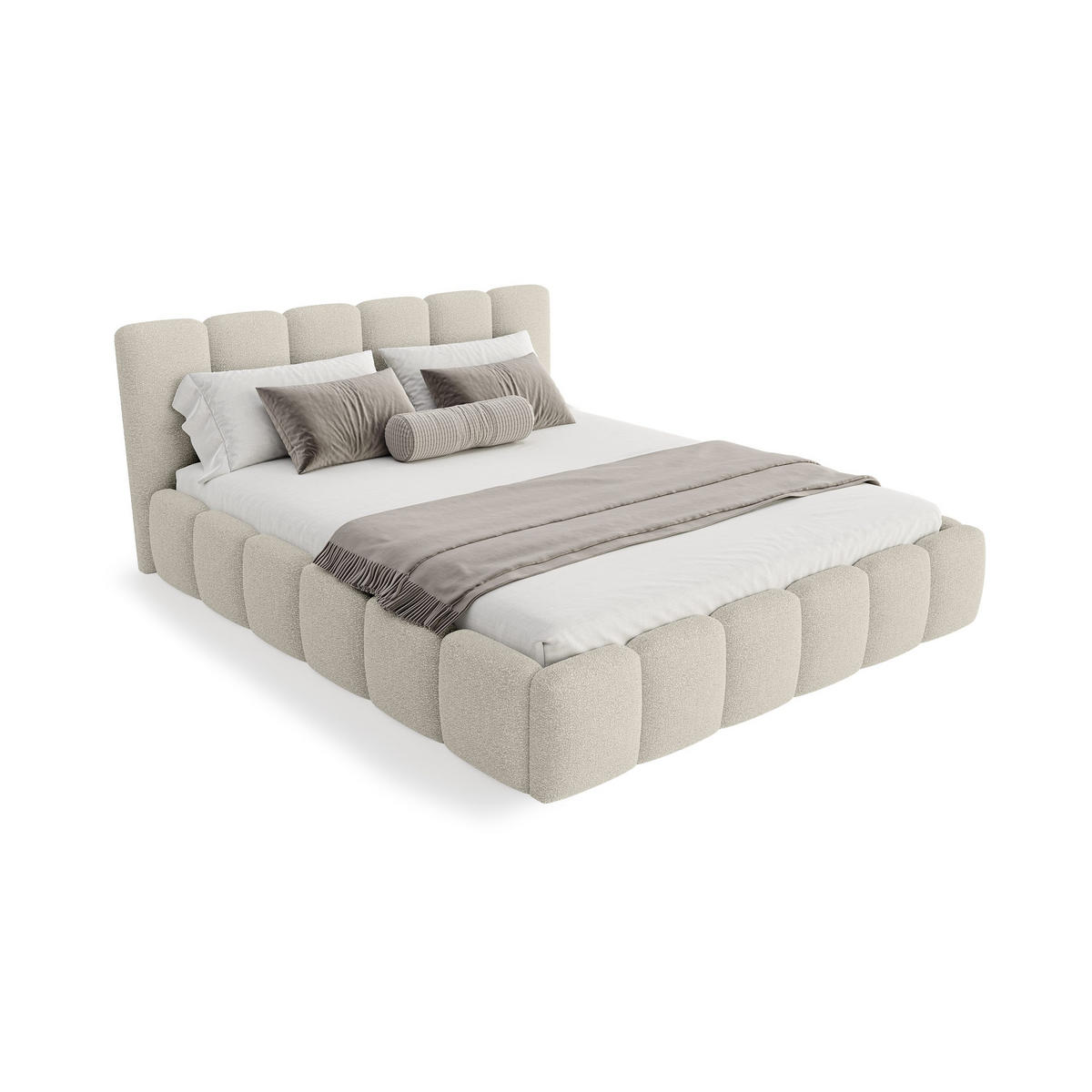 POLSTERBETT Lukhi 200x200 cm, Beige - Beige, Textil (200/200cm) - Fedve