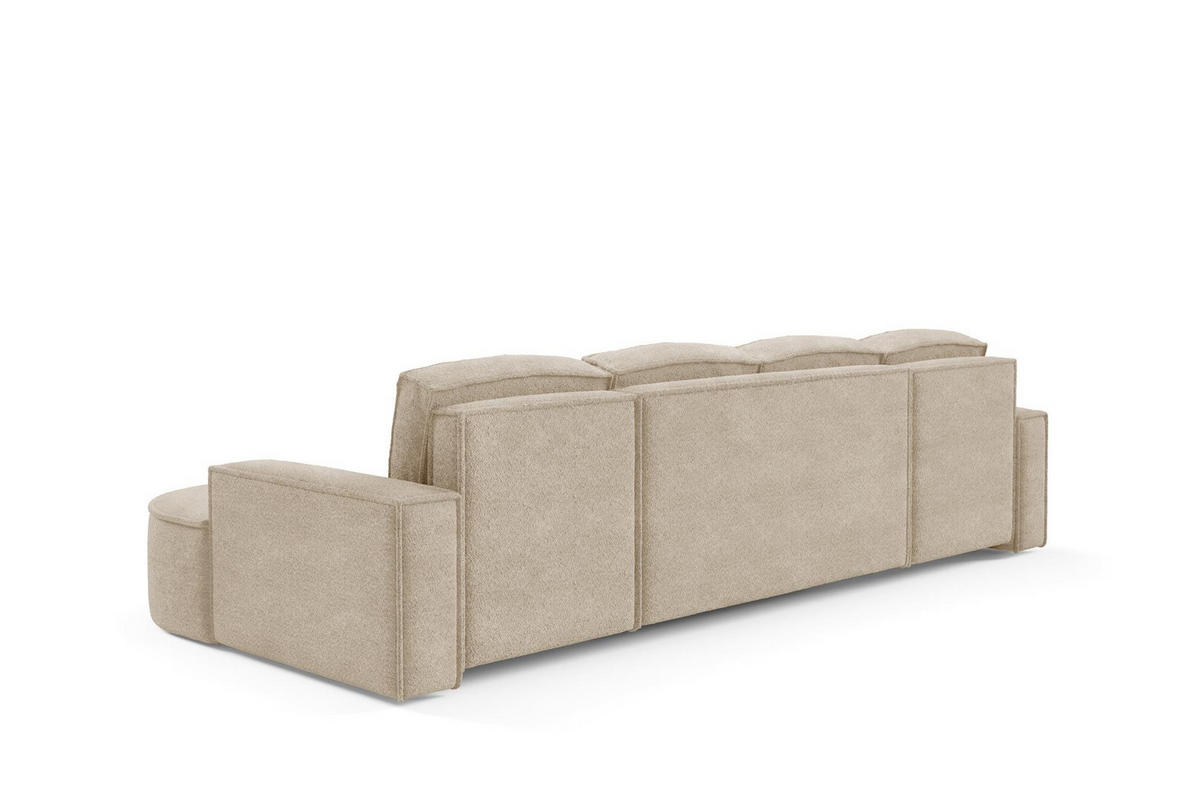 WOHNLANDSCHAFT Flow Hellbeige, mit Schlaffunktion in Abriamo Stoff - Beige, Holzwerkstoff/Textil (316/88/157cm) - Bettso
