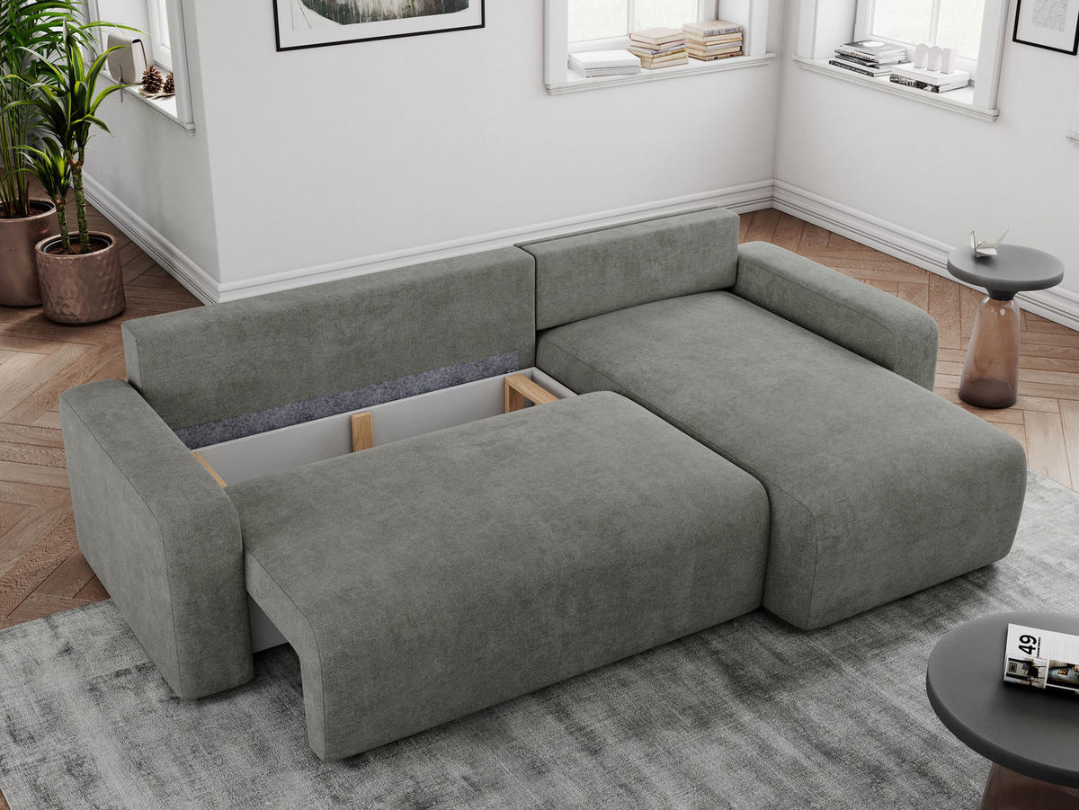 ECKSOFA ARGOS Grau Struktur - Schwarz/Grau, Kunststoff/Textil (245/150cm) - MKS