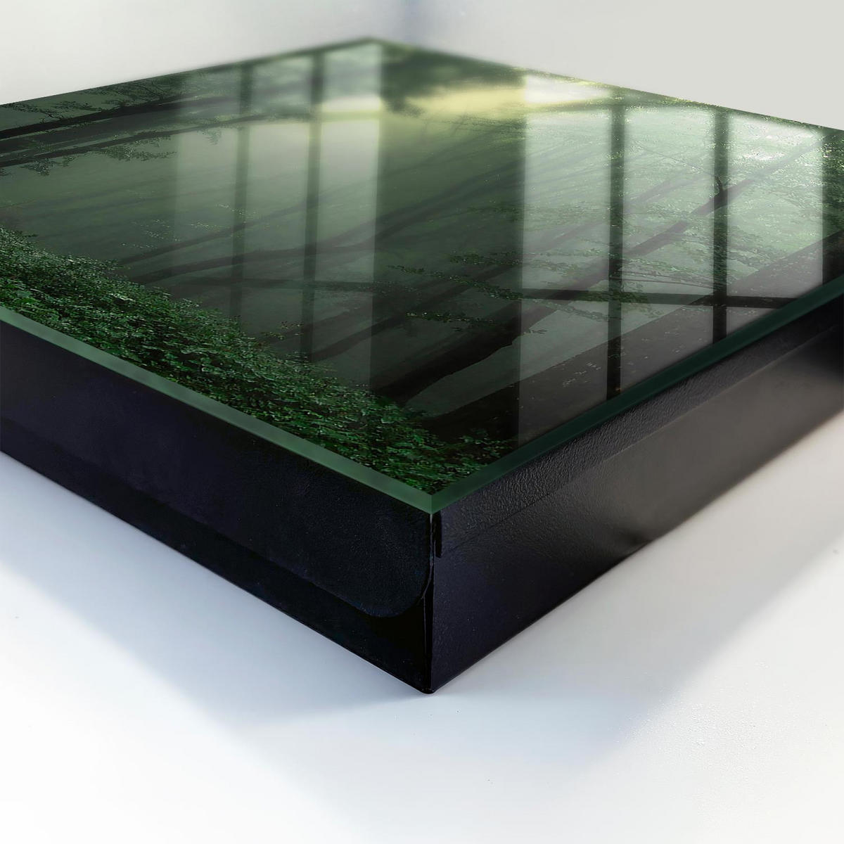 SCHLÜSSELBOX Schwarz 30x30 cm- Türöffnung nach rechts - Waldnebel - Grün, Metall (30/30/5cm) - TULUP