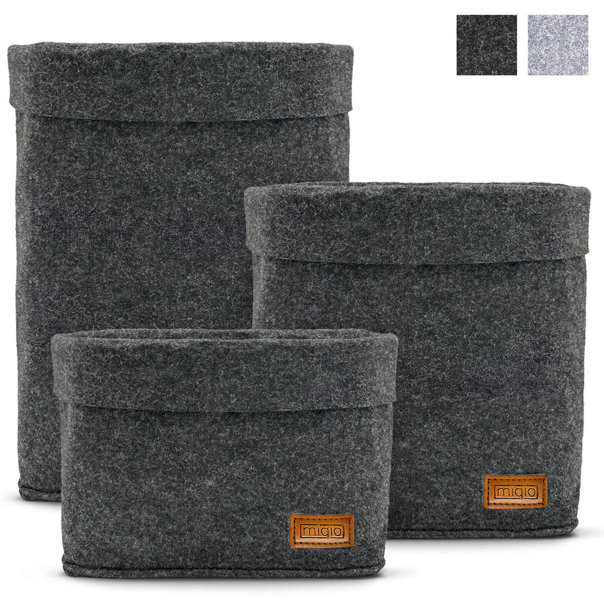 AUFBEWAHRUNGSKÖRBE 3er-Set - Hellgrau, Textil (18/30/18cm) - Miqio Design