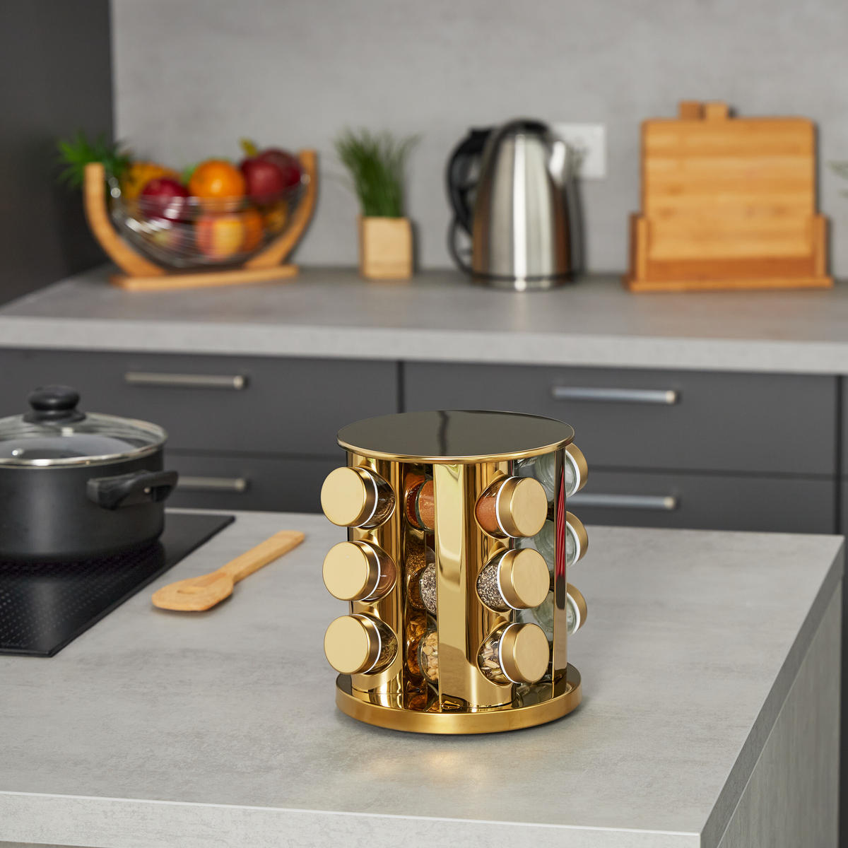 GEWÜRZKARUSSELL - Multicolor, Glas/Kunststoff (20/22/20cm) - Relaxdays