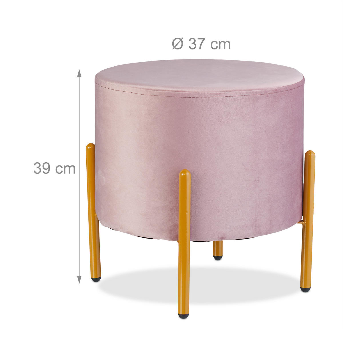 SAMT-HOCKER - Rosa, Wellpappe/Textil (37/39/37cm) - Relaxdays