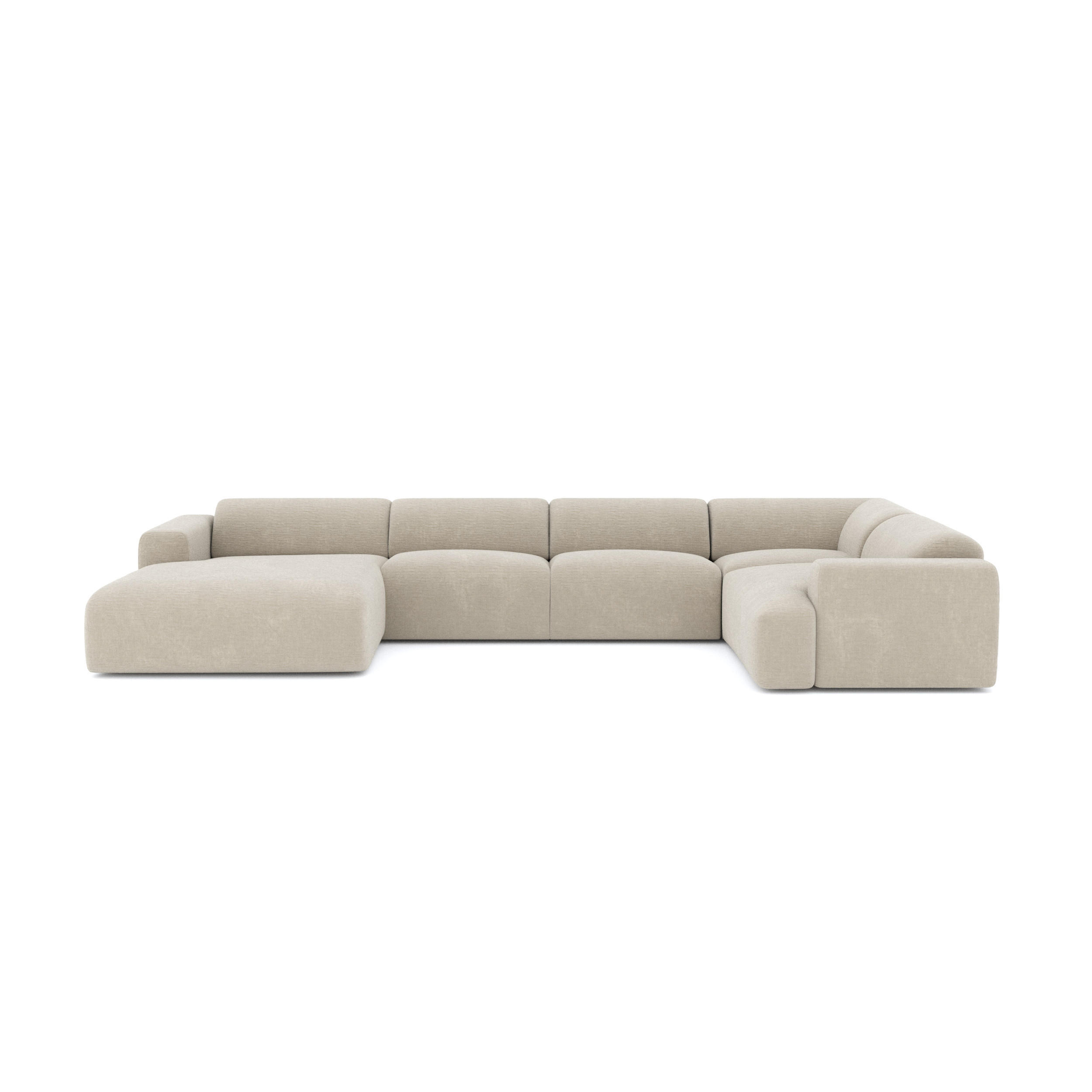 WOHNLANDSCHAFT Texturierter Samt Beige 354cm - Beige, Textil (354/73/164cm) - Sia Home
