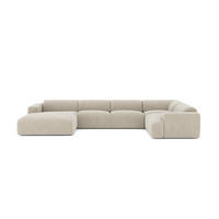 WOHNLANDSCHAFT Texturierter Samt Beige 354cm - Beige, Textil (354/73/164cm) - Sia Home