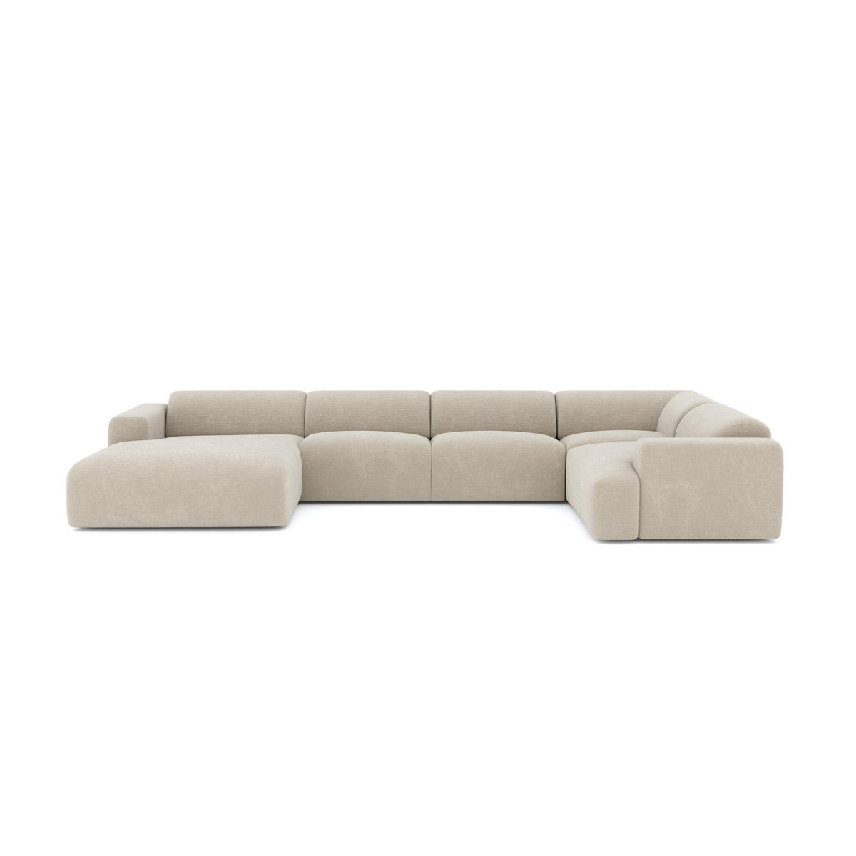 WOHNLANDSCHAFT Texturierter Samt Beige 354cm - Beige, Textil (354/73/164cm) - Sia Home