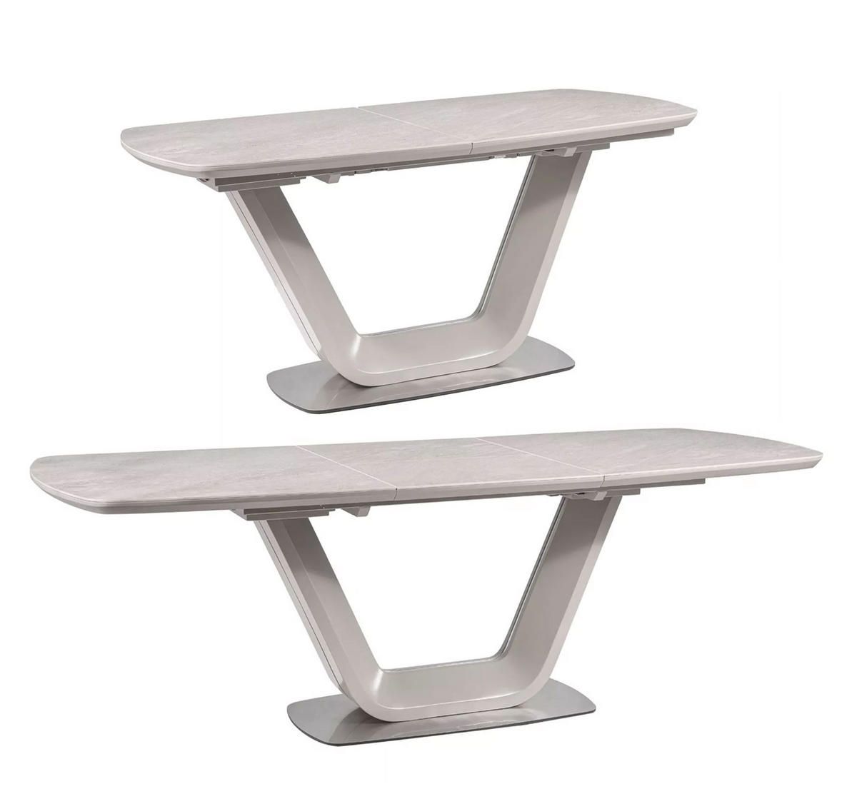 ESSTISCH Accra Marmor Grau / Edelstahl 160-220 / 90 / 76cm - Grau, Holz/Keramik (90/220/76cm) - Feldmann-Wohnen