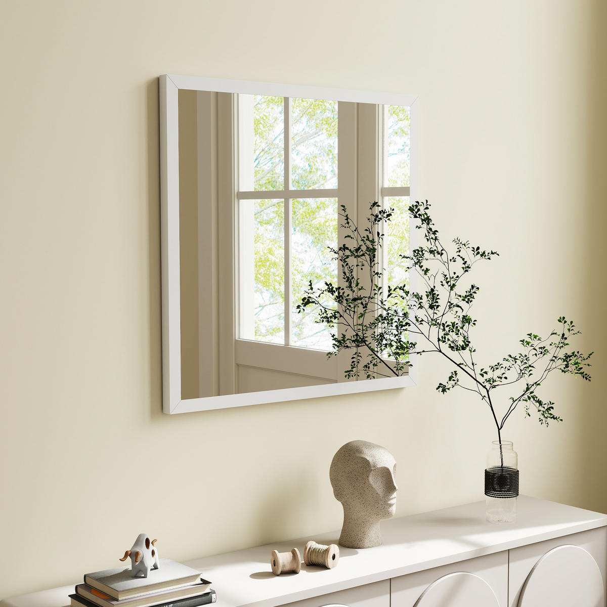 WANDSPIEGEL DE-14349 quadratisch, 50x50 cm Weiß - Weiß, Glas (50/50/2cm) - ComfortXL