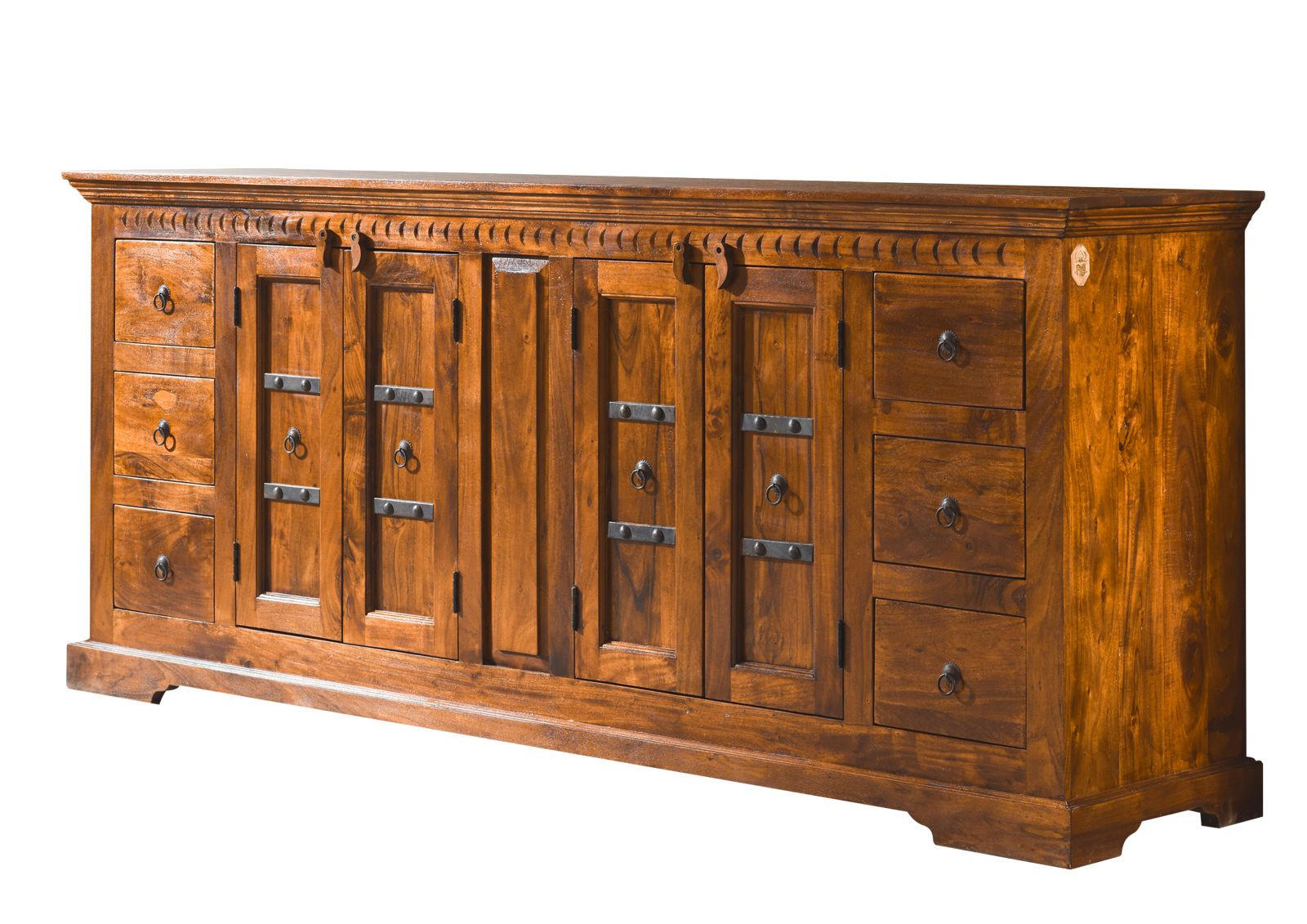 SIDEBOARD Akazie 212x50x93 honig lackiert OXFORD #0414 - Braun, Holz (212/93/50cm) - Massivmoebel24