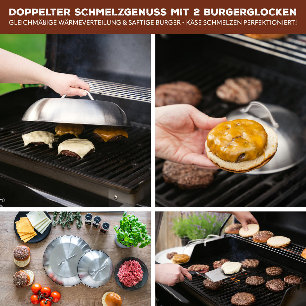 BURGERHAUBEN 2er-Set, silber, Edelstahl - Edelstahlfarben, Metall (32/11.5/32cm) - bremermann